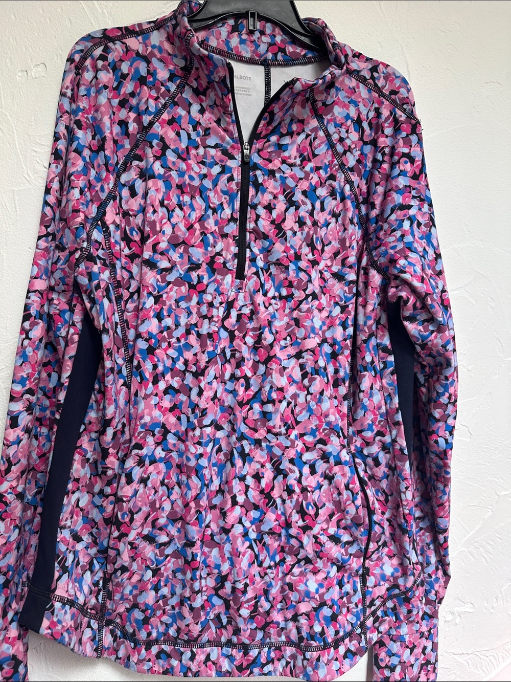 Talbots Pink & Blue Patterned Half-Zip Pullover